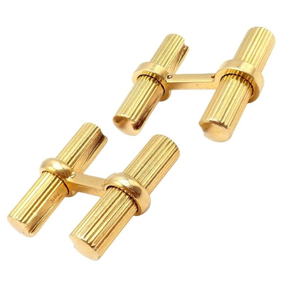 Vintage! Authentic Van Cleef & Arpels 18k Yellow Gold Bar Cufflinks - Picture 10 of 12